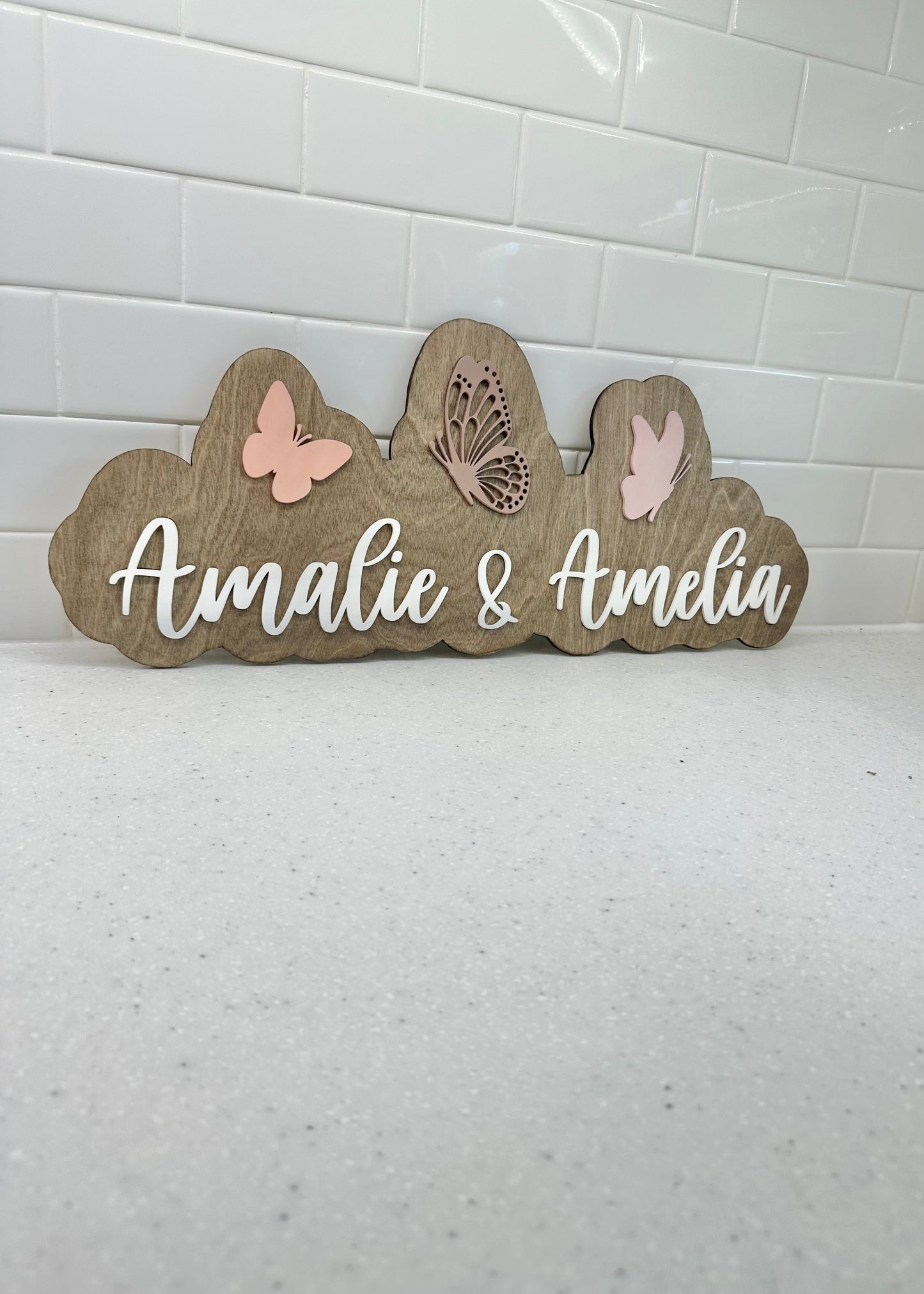 Nombre en Madera 3D con Mariposas