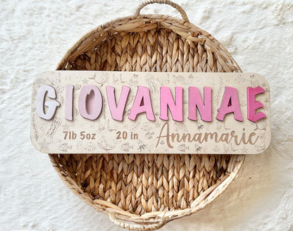 Name Wood Puzzle Name Sign Gift Puzzle Decor Baby New Born Gift Baby Birth Stats Sign Under The Sea Theme Sea Animals  Hospital Sign Shower