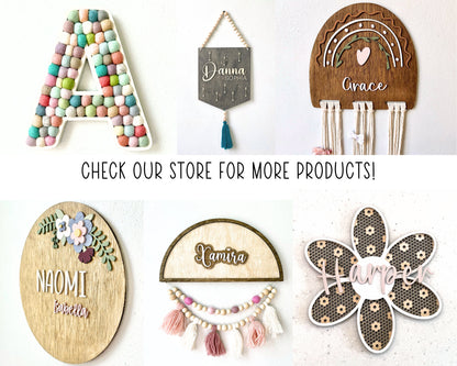 Safari Animal Name Sign Letter Wood Decor Jungle Initial Rustic Boho Bedroom Wall Baby Nursery Art Door Kids Room Toddler Name Wall Decor