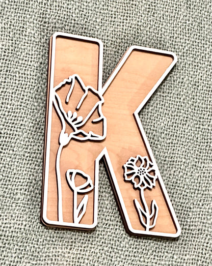Wildflower Wall Letter Boho Name Sign Flower Layered Decor Name Wall Flower Door Sign Wood Letter Nursery Wooden Girl Name Sign Initial