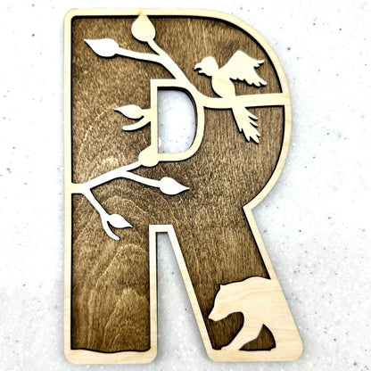 Safari Animal Name Sign Letter Wood Decor Jungle Initial Rustic Boho Bedroom Wall Baby Nursery Art Door Kids Room Toddler Name Wall Decor